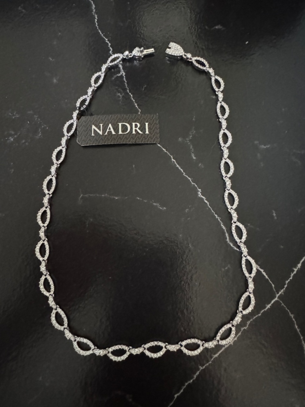 Nadri Pavé CZ Open Link Marquise Collar Necklace NTW